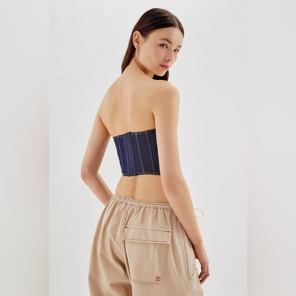 Urban Outfitters Out From Under Strapless Denim Bustier Corset Top Size L - Picture 3 of 11